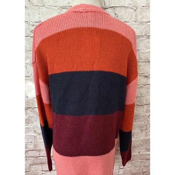 It's Our Time Womens Color Block Striped Open Front Cardigan Sweater Size M NEW - Picture 4 of 5